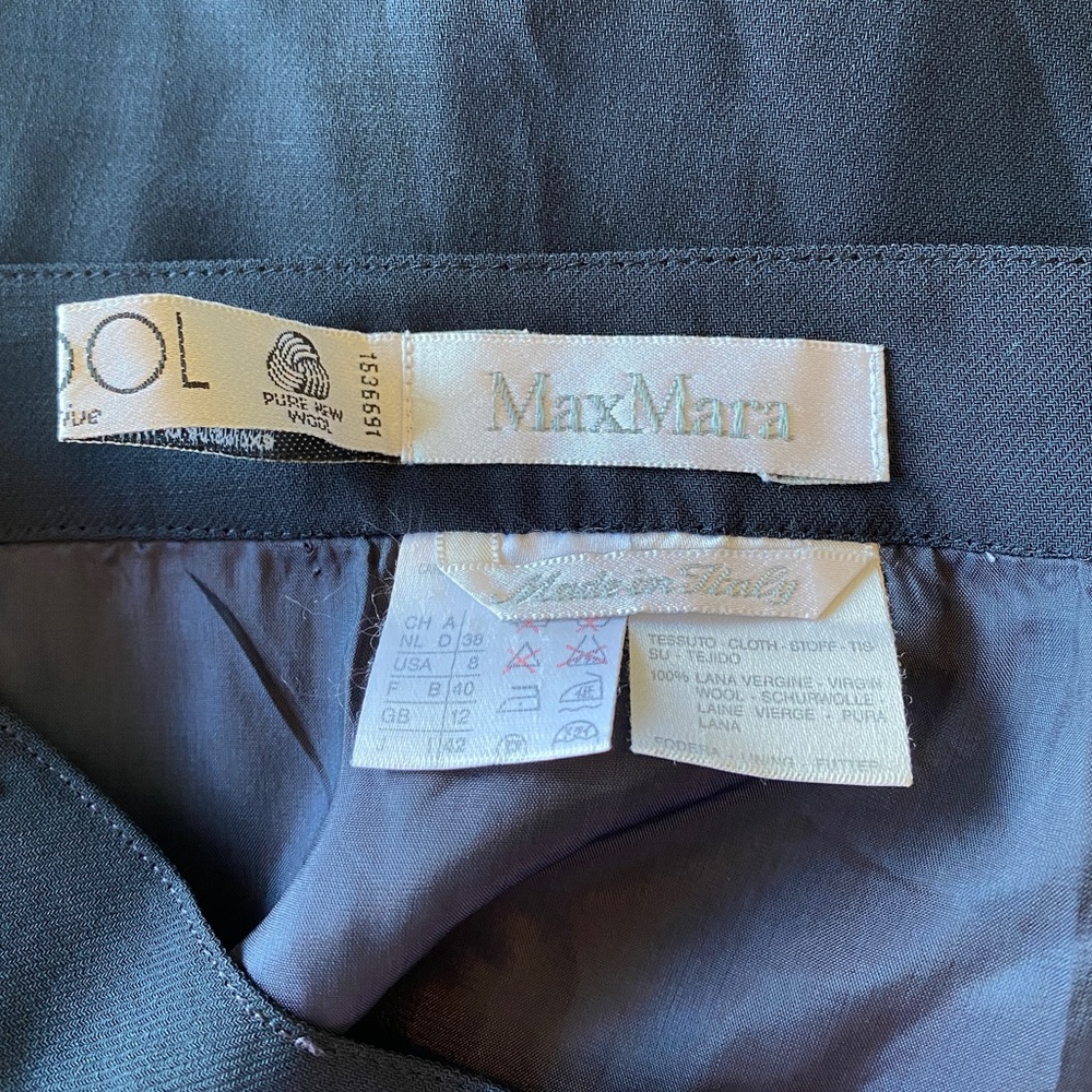 MaxMara 100% Virgin Wool Navy Pencil Skirt - Picture 6 of 10